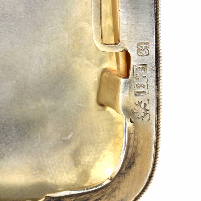 Silver cigarette case with gilding and cloisonné enamels. 