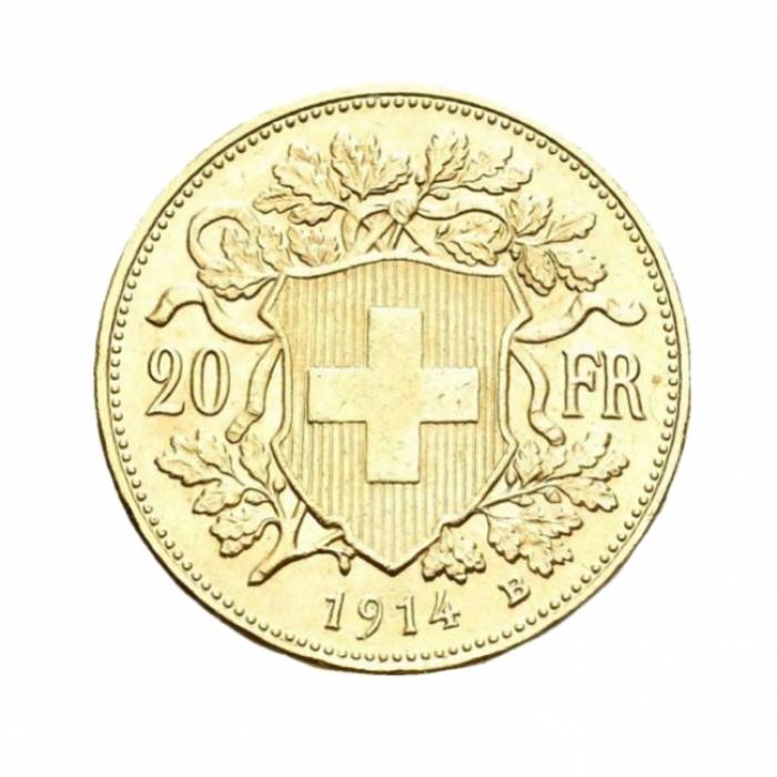 Pièce d`or suisse 20 francs 1914 