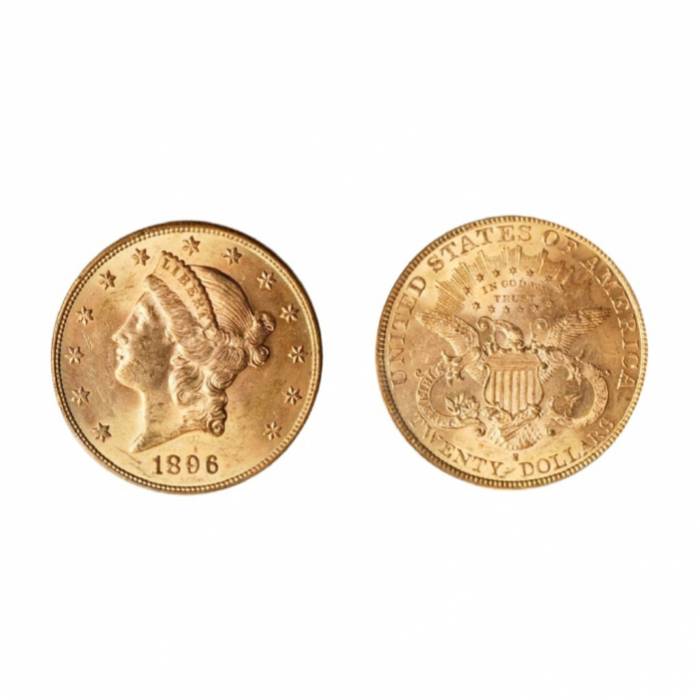 1896. gada S $ 20 zelta monēta (Sanfrancisko). 