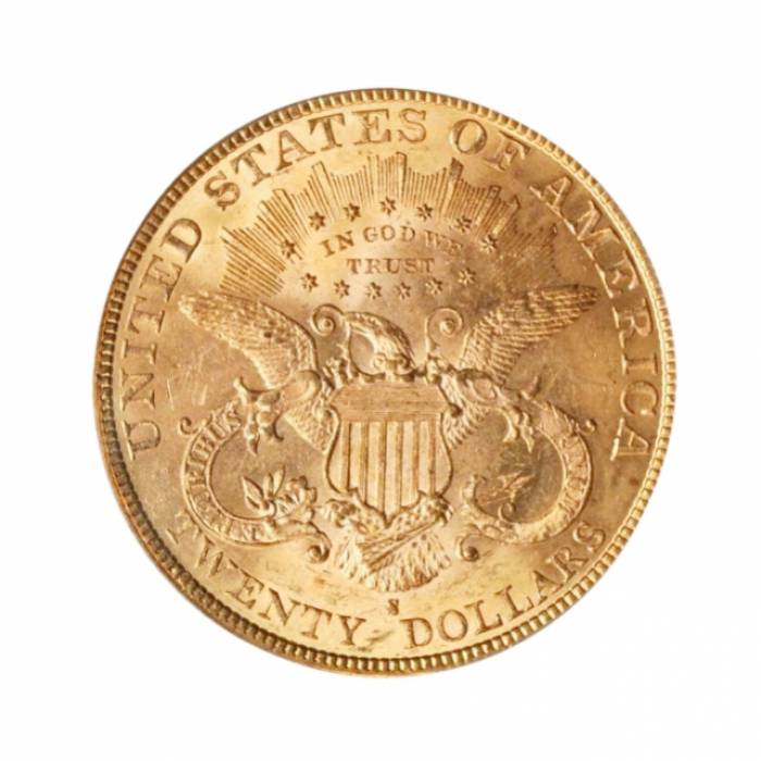 Золотая монета 20 долларов США, 1896 S (Сан-Франциско).