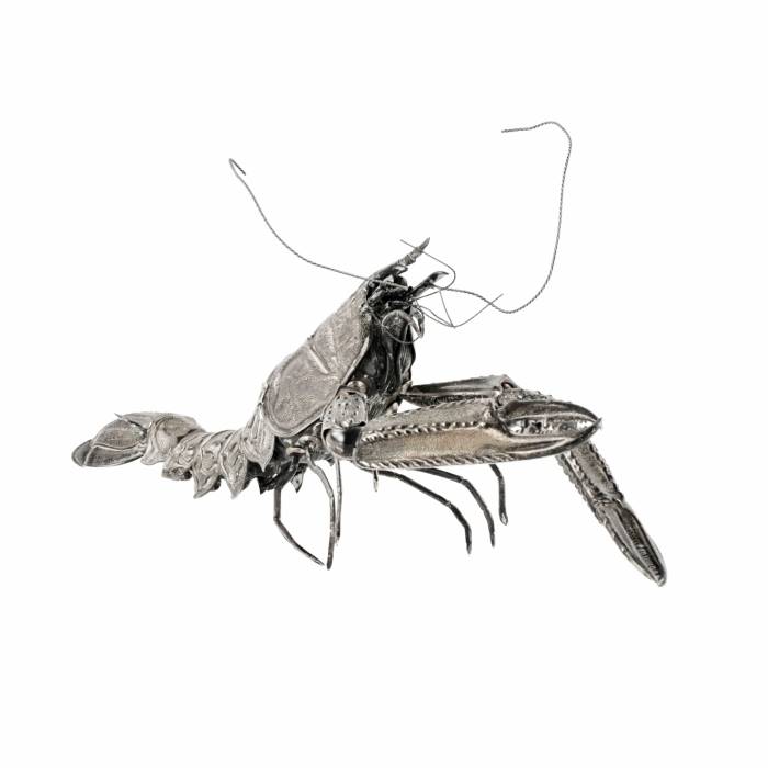 Homard en argent decoratif espagnol du XXe siècle. 