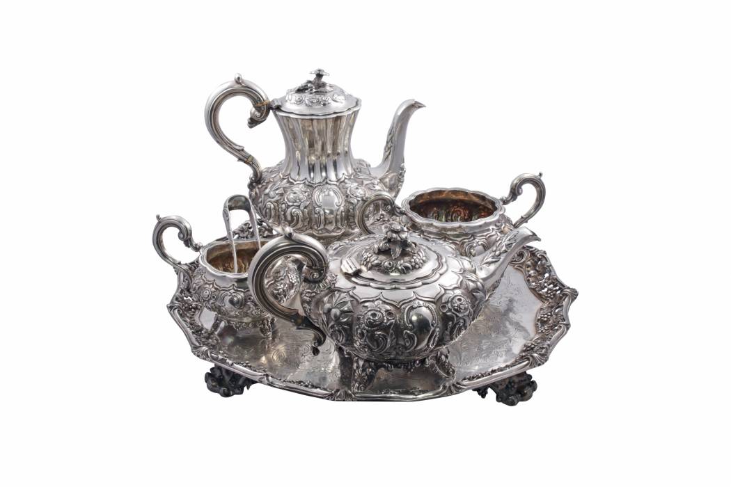 Silver service of 6 items. London, W. H. and John S. 1837-1851 