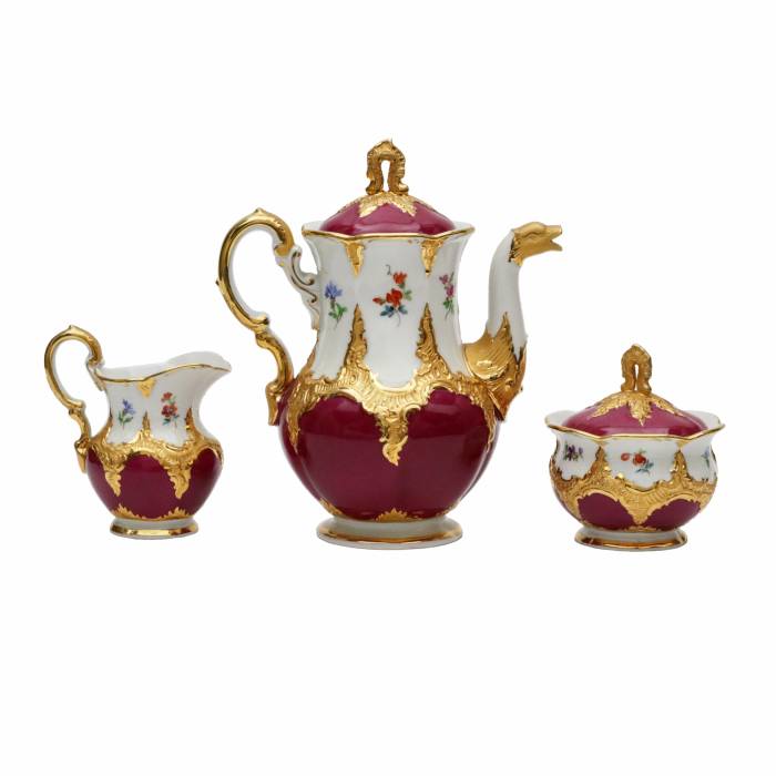 Meissen. B-Form mocha coffee service for 6 persons. 