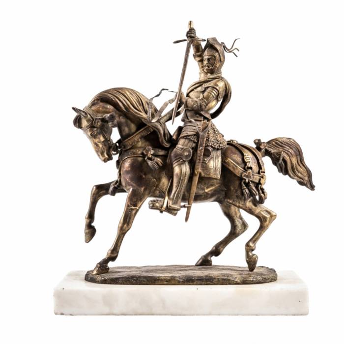 Carlo Marochetti. Bronze figure of an equestrian knight. Duke of Savoy. 