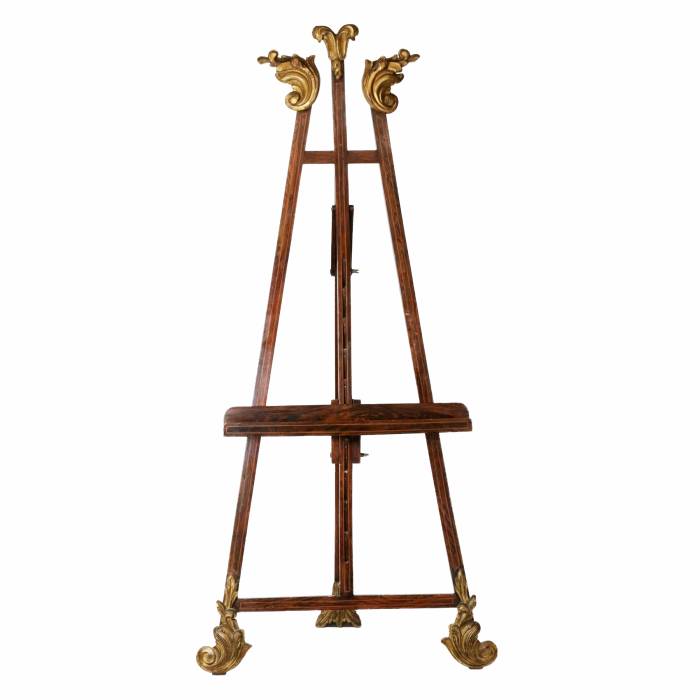 Mahogany easel with gilding, late Biedermeier style, mid-19th century. 