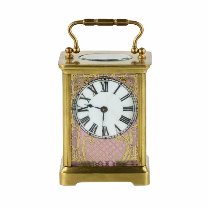 Французские каретные часы с росписью по фарфору, в стиле неорококо. Рубеж 19-20 веков.