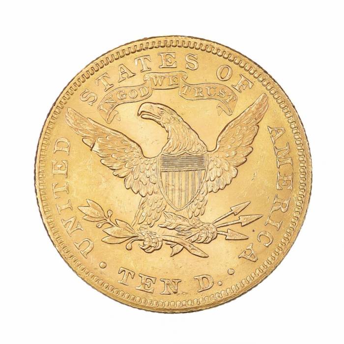 1899. gada 10 Liberty dolāru monēta ---- 1899 10 Liberty dolāra monēta A: Liberty galva pa kreisi A: priekšējais ērglis Materiāls: zelts 9001000 Svars: 50,15 grami
