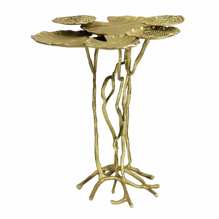 Металлический столик в стиле Ар-нуво в виде листьев кувшинок. 