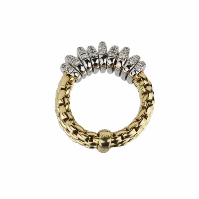 Эластичное кольцо двухцветного золота с бриллиантами, итальянской фирмы Fope.