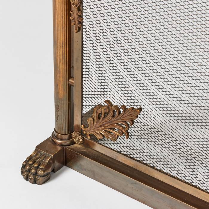 Empire style brass and bronze fireplace screen. 