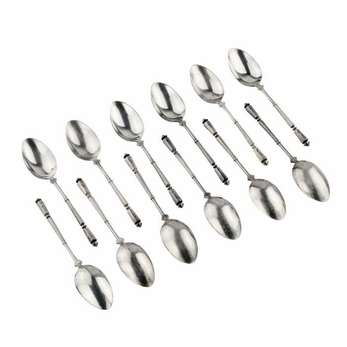 Henri SUFFLO. Twelve silver teaspoons in the style of a directory. Late 19th century. 