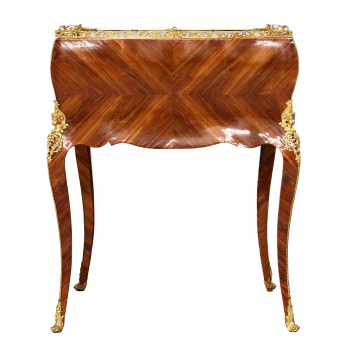 Coquettish ladies` bureau in wood and gilded bronze, Louis XV style. 