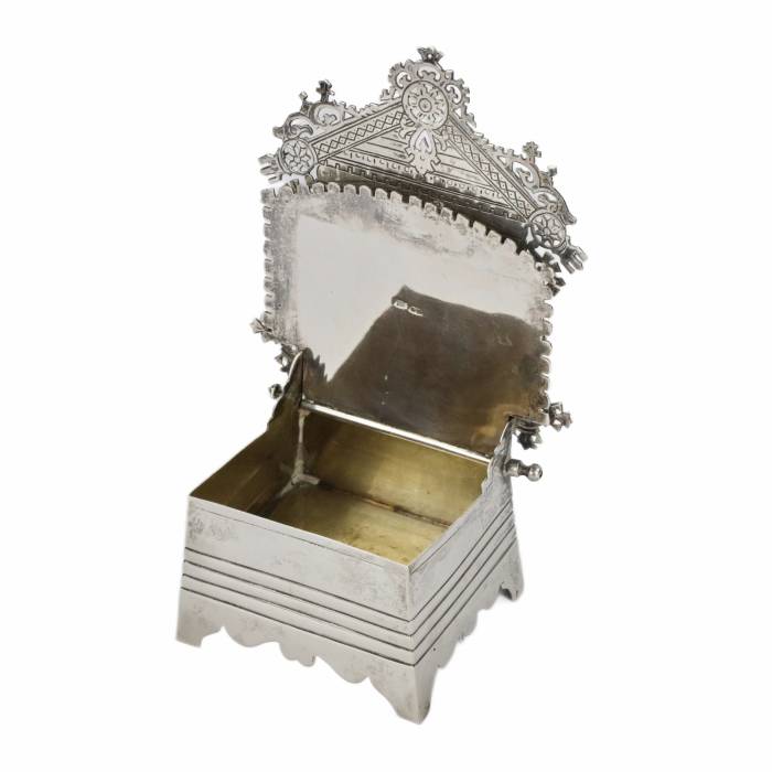 I. Ya. GRISIN. Large, Russian silver salt shaker throne, late 19th century. 