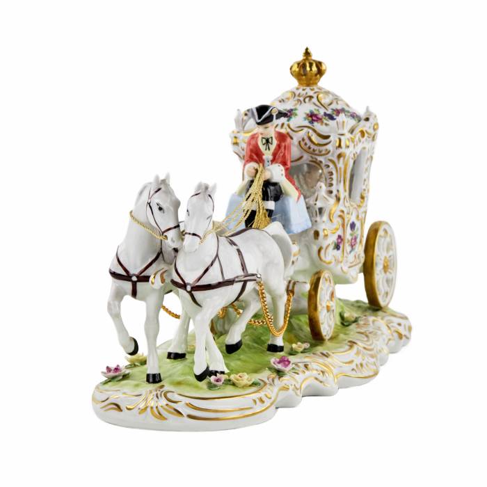 Romantic porcelain composition Carriage. Dresden. 20th century. 