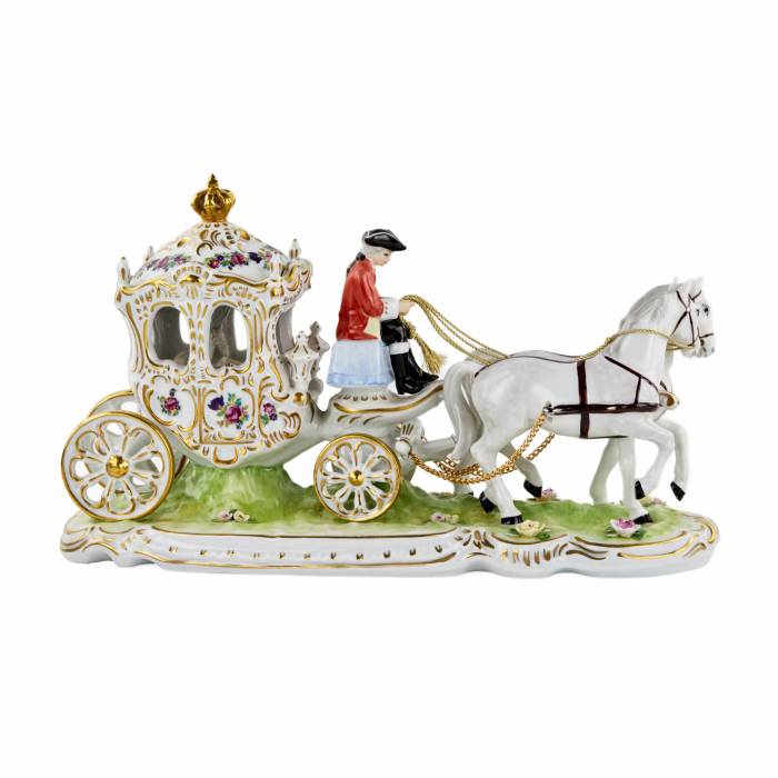Romantic porcelain composition Carriage. Dresden. 20th century. 