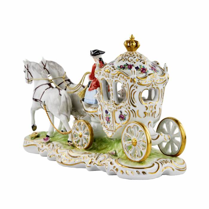 Romantic porcelain composition Carriage. Dresden. 20th century. 