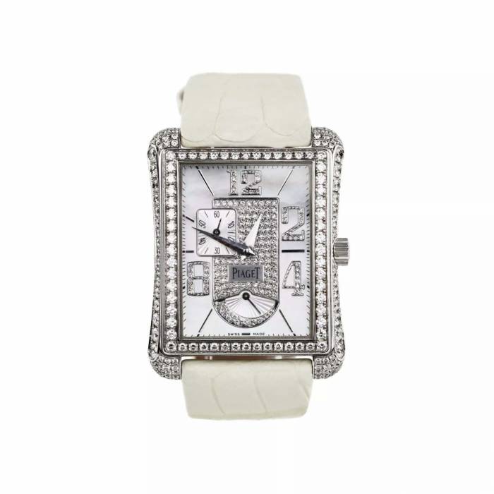 Piaget Black Tie Emperador watch in 18K white gold and diamonds. G0A31022. 