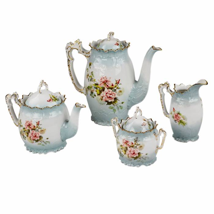 Delicate, porcelain, tea and coffee service, in neo-baroque forms. J.Jaksch&co. Riga. 