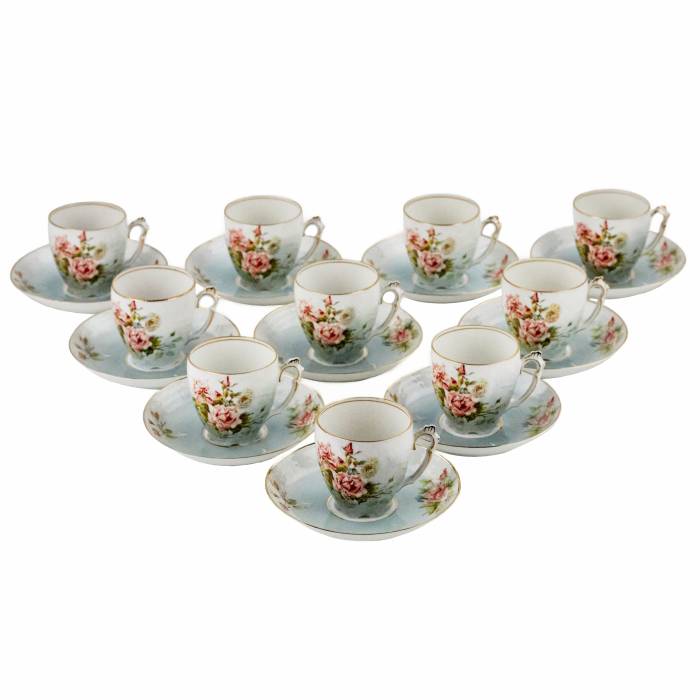 Delicate, porcelain, tea and coffee service, in neo-baroque forms. J.Jaksch&co. Riga. 