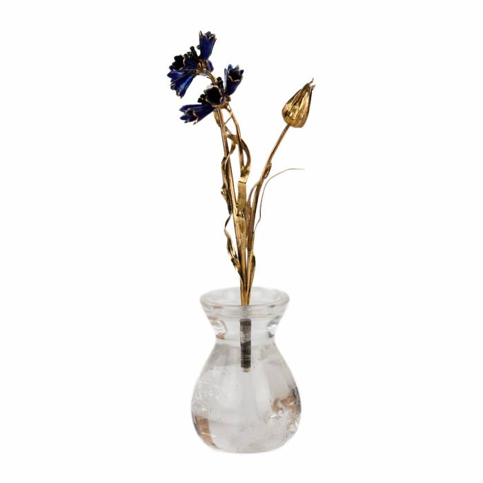 CORNFLOWER IN A VASE. JEWELLERY COMPOSITION BY THE FIRM OF C. FABERGÉ RUSSIA, SAINT PETERSBURG, EARLY 20TH CENTURY