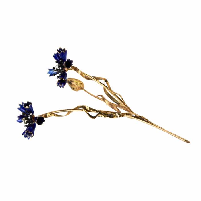 CORNFLOWER IN A VASE. JEWELLERY COMPOSITION BY THE FIRM OF C. FABERGÉ RUSSIA, SAINT PETERSBURG, EARLY 20TH CENTURY