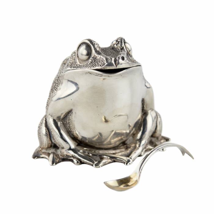 Moutarde argentee en forme de grenouille. TIFFANY & CO. 