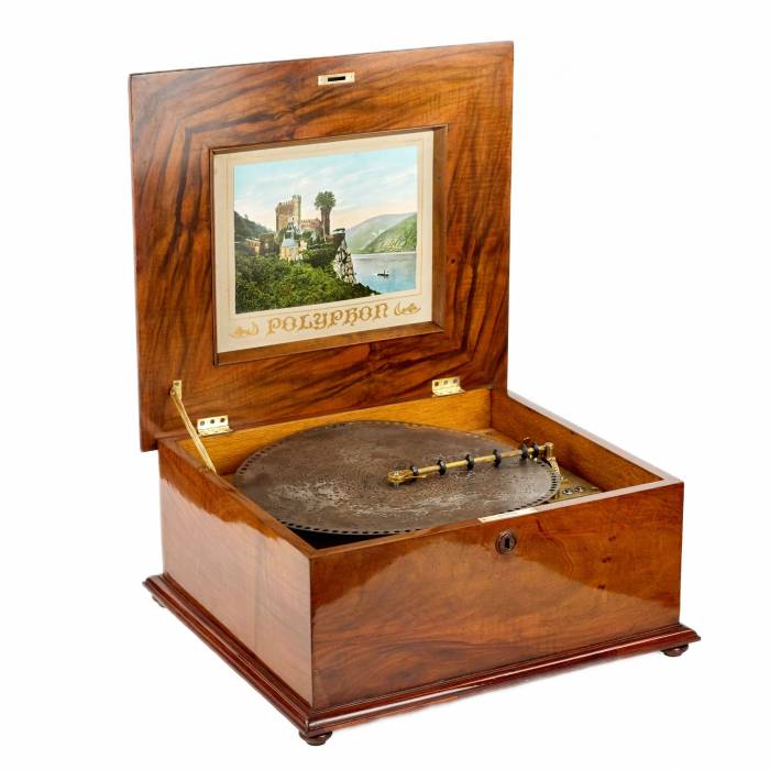 Polyphon. Disc music box walnut late 19th century. 