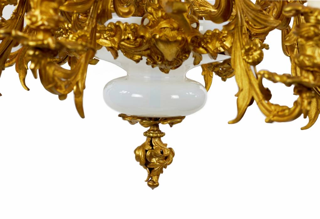 Bronze, gilded chandelier with Art Nouveau elements, 1900 