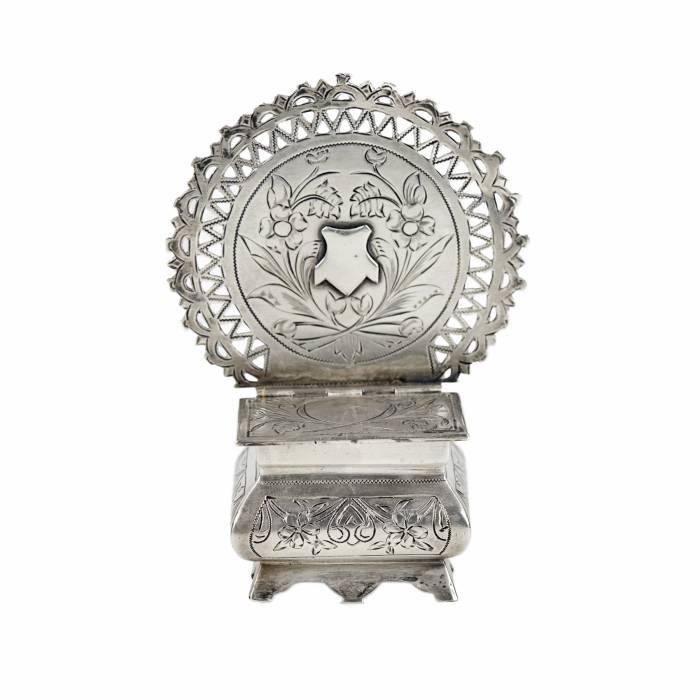 Russian, silver salt-cellar-throne with a round back. Semyon Kazakov. The turn of the 19th-20th centuries. 