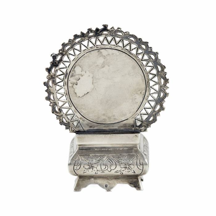 Russian, silver salt-cellar-throne with a round back. Semyon Kazakov. The turn of the 19th-20th centuries. 