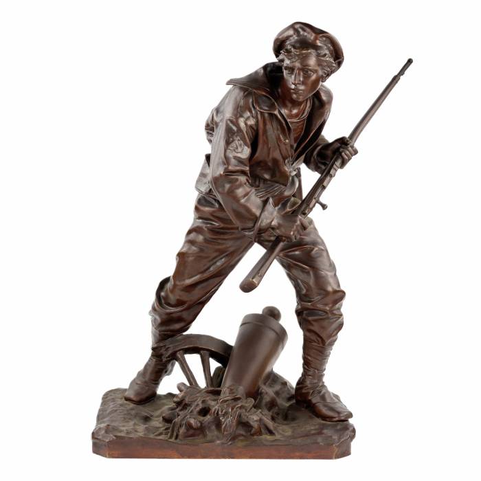 Onisme Aristide Croisy. Figure en bronze d`un brave marin militaire. 