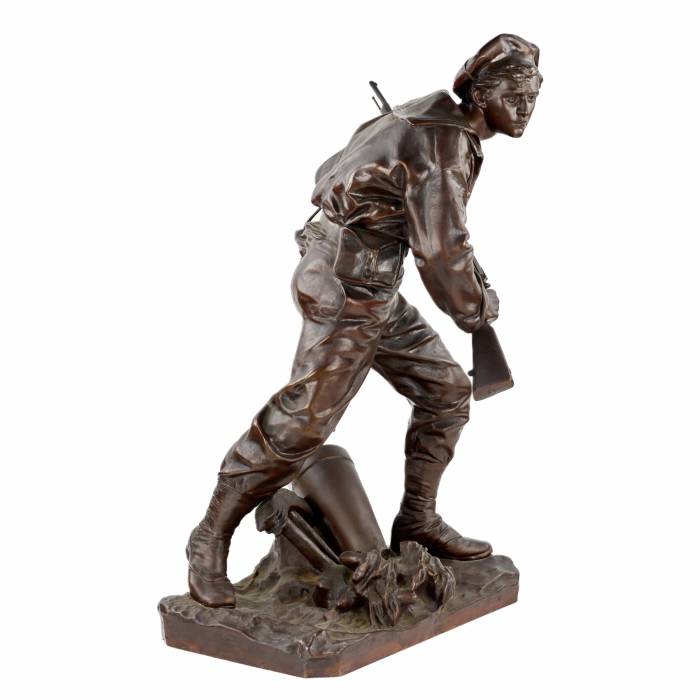 Onisme Aristide Croisy. Bronze figure of a brave, military sailor. 
