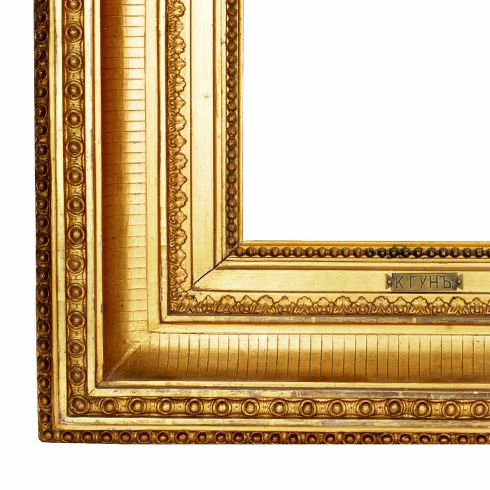 Two-profile, gilded, wooden frame of the era of Napoleon III, 19th century. 