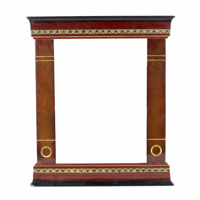 Polished, Art Nouveau wooden frame with brass decor. The turn of the 19th-20th centuries. 