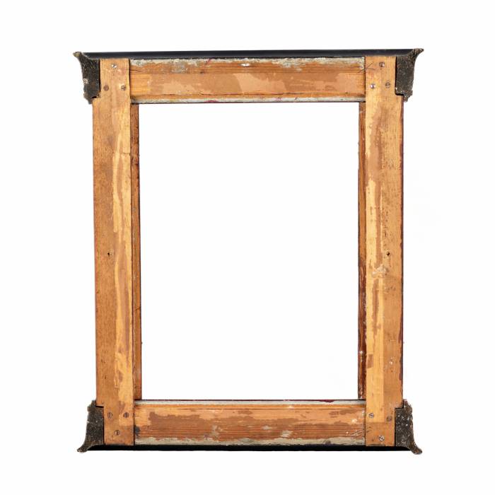 Polished, Art Nouveau wooden frame with brass decor. The turn of the 19th-20th centuries. 
