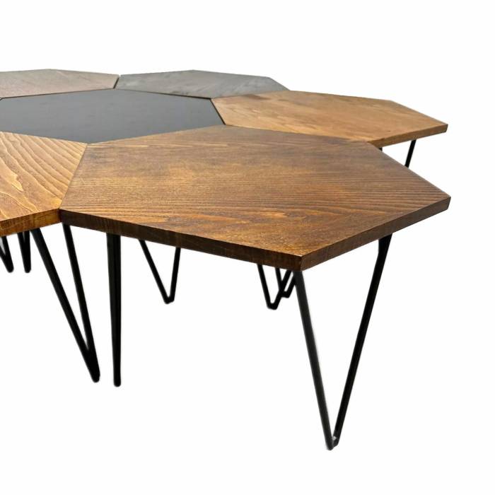 Gio Ponti for Isa Bergamo. Seven honeycomb, hexagonal, coffee tables, design 50s. 