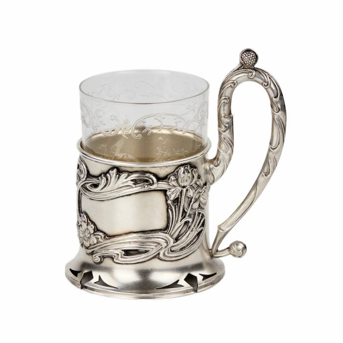 V. Andreev. Russian, silver glass holder from the Art Nouveau era. 1898-1908 