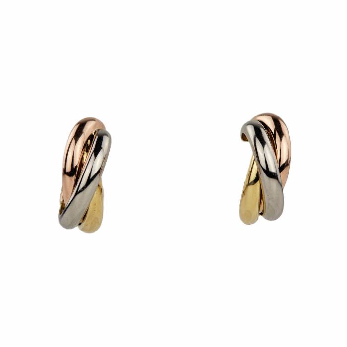 Boucles d`oreilles en or tissage tricolore. Cartier. 