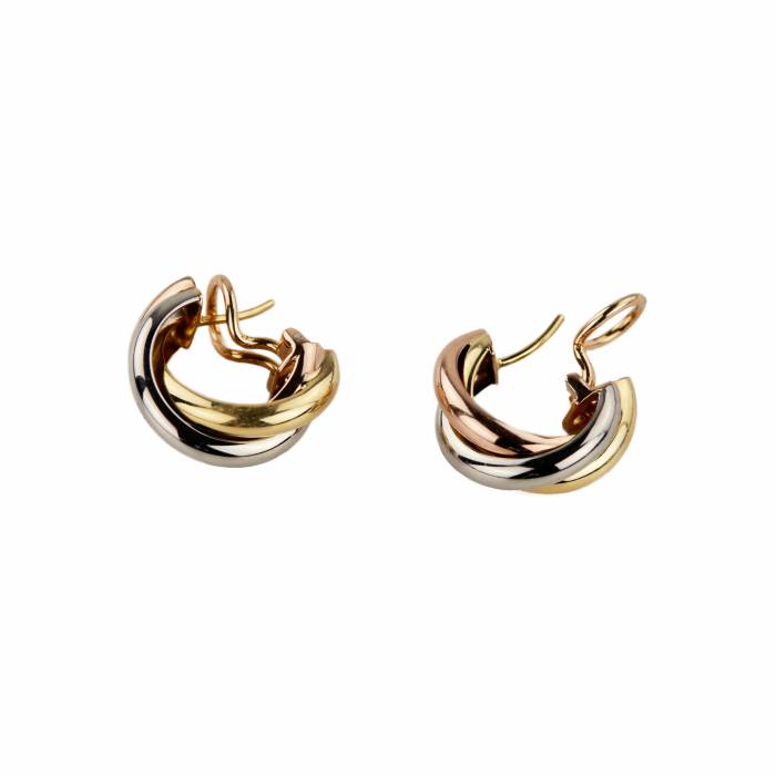 Boucles d`oreilles en or tissage tricolore. Cartier. 