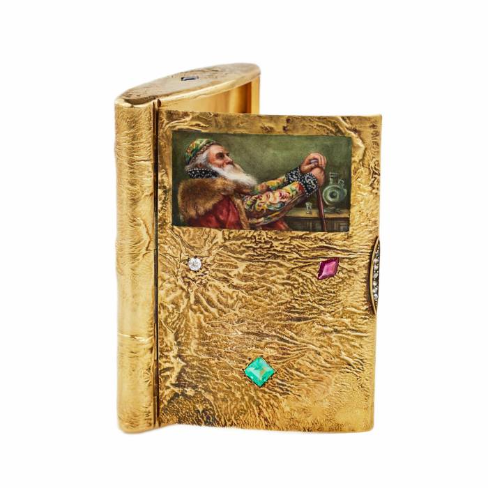  V.A. Kubarev. Gilded silver cigarette case with enamel painting. Moscow. 1908-1917.