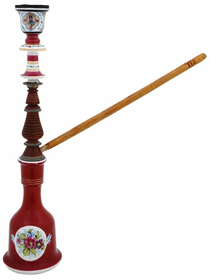 Hand painted porcelain hookah. Kuznetsov factory in Dulevo. Russia. 19th century