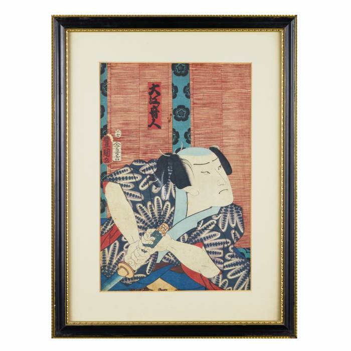 Japanese print (Ukiyo-e) An actor playing a samurai with a katana. 1786 - 1865. Edo period. Japan 