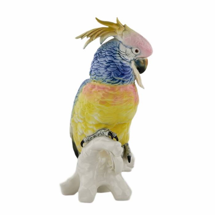 Figure En Porcelaine Perroquet Bleu. Karl Ens.