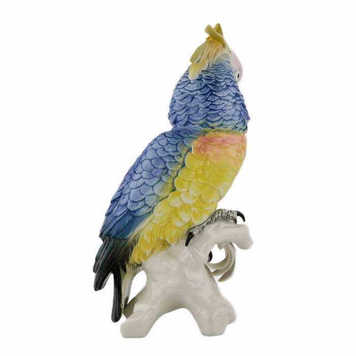 Figure En Porcelaine Perroquet Bleu. Karl Ens.