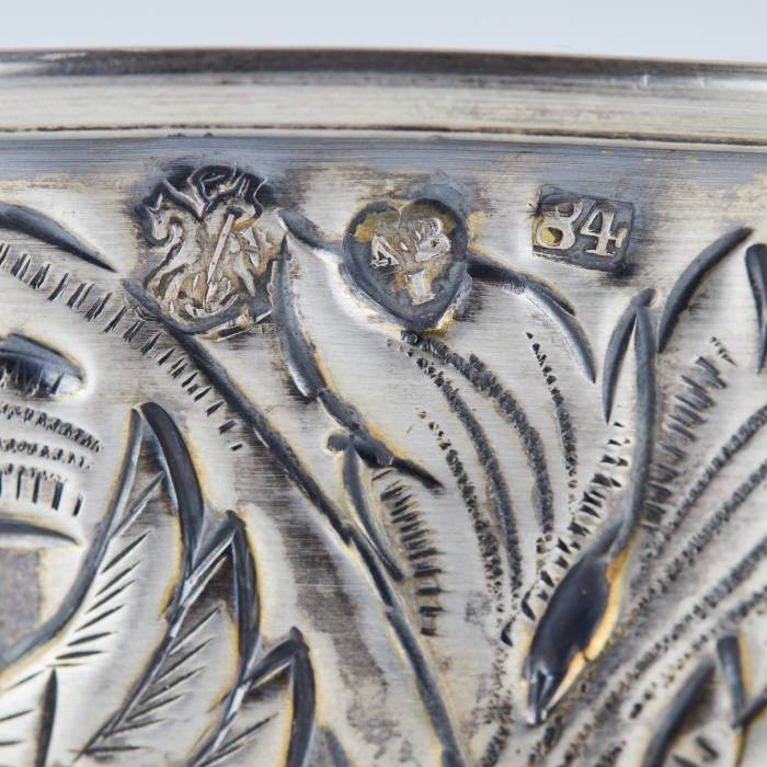 Серебряная чарка с изображением двуглавого орла. Москва, Российская империя.
