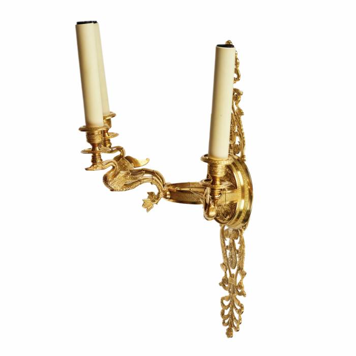 Six gilded bronze wall sconces with a Swan motif. France 20th century 