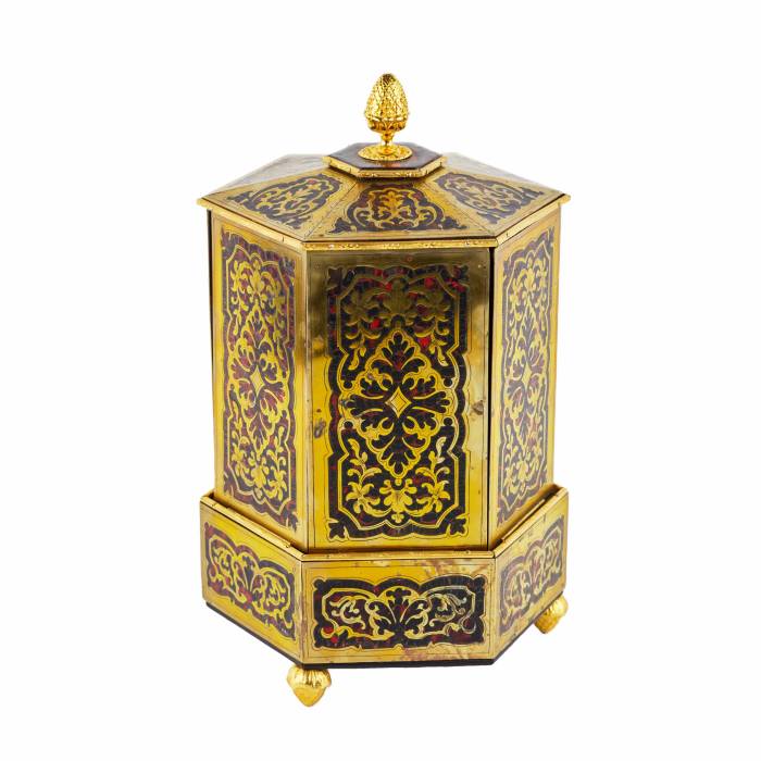 Unique cigar box in the form of a Pagoda with a flap opening mechanism. 19th century. 