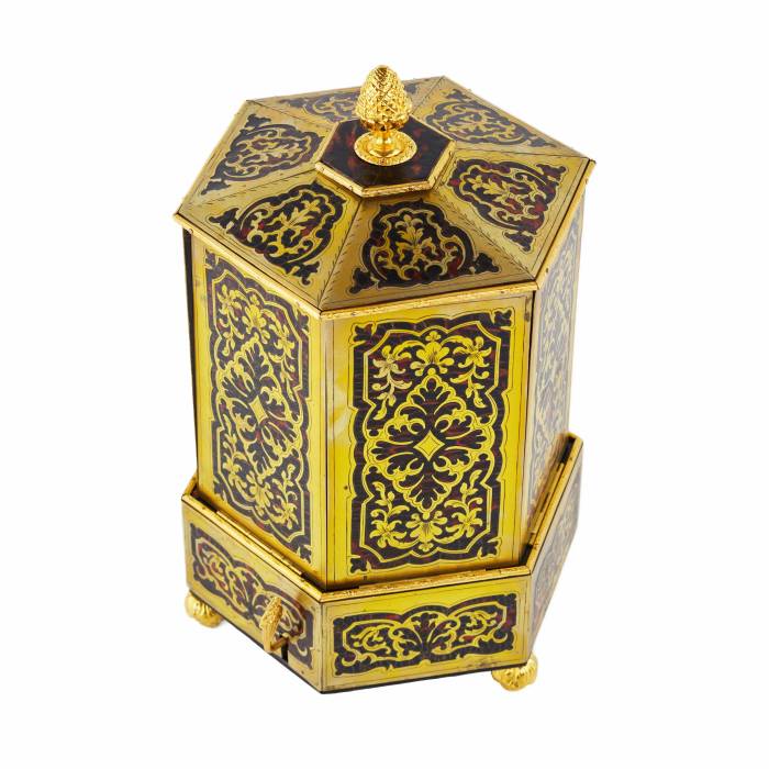 Unique cigar box in the form of a Pagoda with a flap opening mechanism. 19th century. 
