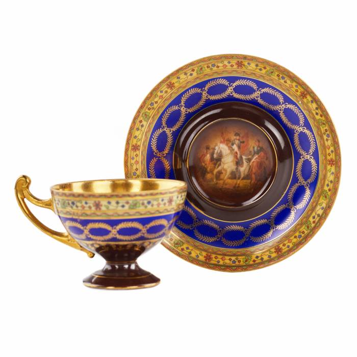 Coffee service in the Empire style with scenes from the life of Napoleon. Friedrich Simon Carlsbad 