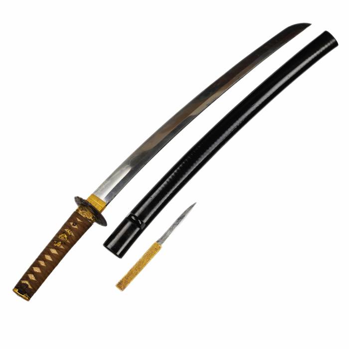 Īss samuraja Wakizashi zobens, Nanki Hatakjama, meistars Yamato no Suke Masatsugu, 19. gs.